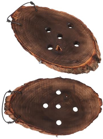 PAMINGONO Tablero de Madera Maciza para Montaje de Helechos y Orquídeas Jardinera Colgante de Pared Ovalada 15X30 CM Soporte Vertical para Plantas Decoración Natural para Interior 2
