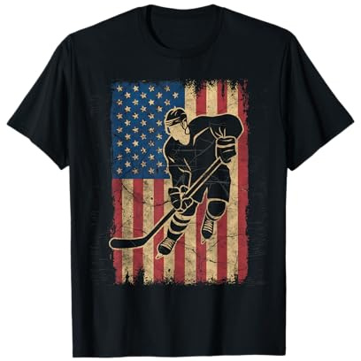 Camiseta De Hockey con Bandera Americana para Hombre Y Niña, Camiseta