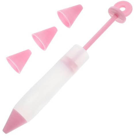 JECOMPRIS Penna per Decorare Dolci Rosa Strumento Multifunzionale in Silicone 4 Ugelli Staccabili per Decorare Torte e