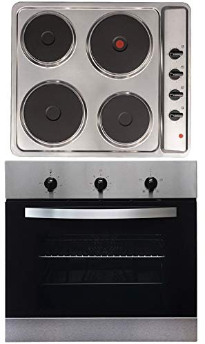 SIA 60cm Stainless Steel Single Electric True Fan Oven & 4 Zone Electric Hob