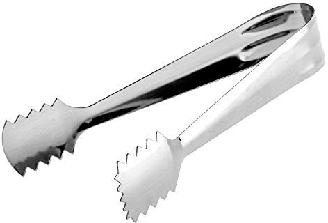 KADAX Zuckerzange, Eiswürfelzange aus Edelstahl, Eiszange mit großen Zacken, Servierzange für Eis, Hochzeit, Bar, Party, Grill, Kaffee, Drink, Küchenzange, robust, silber