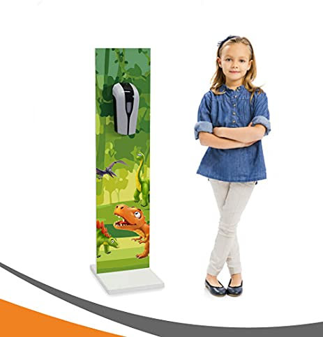 MyMAXXI | Hand Desinfektionsmittelspender Station Sensor Kids Kinder Dinosaurier Spender Desinfektion Set 1x 1L Desinfektionsmittel stehend automatisch | touchless Disinfection Desinfektionsspender