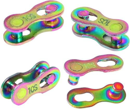 Hyamass 4 Paar Fahrrad-Glieder, 10-Gang-Kette, wiederverwendbar, Stahl, Fahrradkettenglieder (Regenbogen)