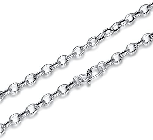 Bishilin Herren Halskette 70CM ohne Anhänger, 6MM Rolokette mit Hakenverschluss Partnerkette Hip Hop Kette 925 Silber für Männer Jungend