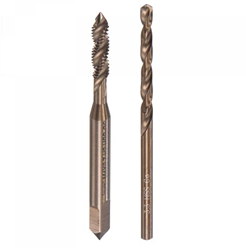 sourcing map M4 X 0,7 Espiral Flauta Macho Y 3,3mm Giro Taladro Brocas Juego, Métrica M35 Cobalto Alta Velocidad Acero Máquina Roscado Tornillo Rosca Macho Herramienta para Inoxidable Acero
