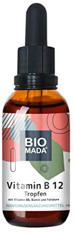 BIOMADA Vitamin B12 Tropfen 15ml Vitamin B6 Biotin Folsäure vegan laktosefrei glutenfrei