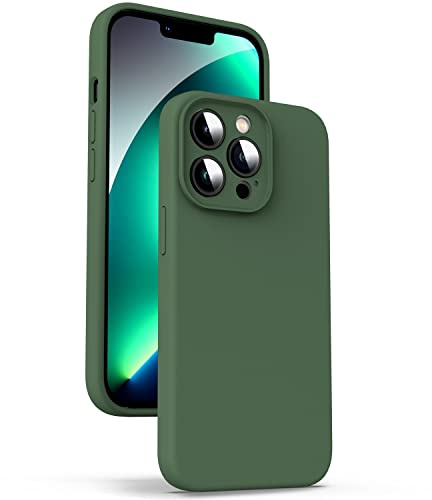 Supdeal Liquid Silikon Hülle für iPhone 13 Pro, [Kameraschutz] [Anti Fingerabdruck] [Kabelloses Laden] Flüssige Silikon Handyhülle Schutzhülle, Eingebaute Mikrofaser Case Cover, 6,1, Grün