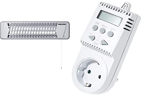 Stiebel Eltron 229339 Infrarot-Quarzstrahler IW 120, Weiß & Elektrobock Steckerthermostat TS05 Thermostat Infrarotheizung, klein