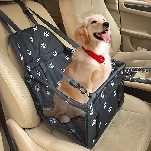 Newaner Seggiolino Auto per Cane 40×34×25cm, Con Cintura di Sicurezza e Tubo di Supporto - Trasportino Pieghevole e Borsa per Cani