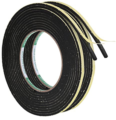 PATIKIL 2 Rollos 4M EVA Cinta Selladora Espuma Burlete Sellado, 5mm x 3mm(W*T) EVA Adhesivo de Alta Densidad Tira para Anti Frío, Aislante,Ruido y Colisión, Negro