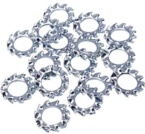 SKIR'CO (50 piezas) Arandelas de seguridad dentadas galvanizadas M4, Arandelas de seguridad externas, Arandelas DIN 6798A
