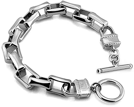 Dankadi Bracelet Massif en 925 Argent Largeur 10.5MM 9MM pour Homme Femme,Gourmette 7 7.5 8 8.5 9 9.5 10 Rolo Chaîne D'ancre Carrée Bijou Moderne pour Punk Hip Hop Accessoire(7 inch,10.5MM)