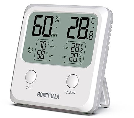 HOMVILLA Igrometro Termometro per Interno con MAX MIN, Grande Schermo Igrometro Digitale, Termoigrometro, Indicatore di Comfort, Monitor di Temperatura e Umidometro per Il Comfort Home Office