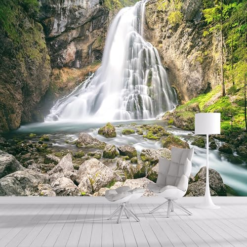 Murales de pared de tamaño personalizado, murales de pared autoadhesivos extraíbles para despegar y pegar, papel tapiz fotográfico grande, paisaje natural de cascada 3D para sala de estar y dormitorio
