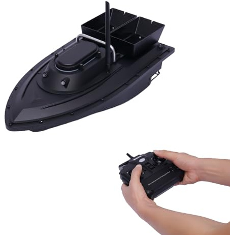 Chynalys 500M Köder Boot Angeln, Dual Motor Fish Finder 2KG Futterboot Köderboot Angelköderboot mit LED-Licht, Doppelter Bunker Köderboot, Fischköderboot Fernsteuerbar Fischer Angeln Boot