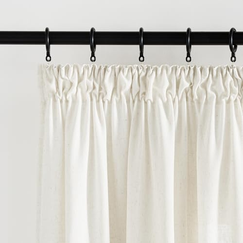 KGORGE Leinen Vorhänge Halbtransparent Schlafzimmer Gardinen Kräuselband | Hellbeige,H220 x B140 cm,2er Set,Landhaus Leinenvorhang Schienensystem,Boho Gardinen Leinenoptik Kinderzimmer,Linen Curtains