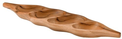 Meubletmoi Plateau de présentation 4 compartiments L. 49 cm pour apéro en bois de teck – fabrication artisanale – TOMAS