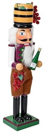 Cascanueces de Vino,Figuras de Cascanueces | Cascanueces de 14 Pulgadas con Vino y Uvas - Cascanueces Tradicional, de Madera, Decorativo y clásico para viticultores para Comedor