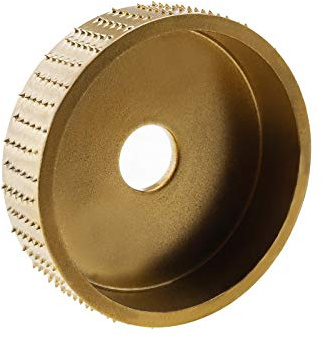 OTOTEC Muela Abrasiva de Madera de Carburo de Tungsteno Disco Moldeador de Tallado Y Lijado para Carpintería Herramienta de Fijación de Amoladora Angular Dorado