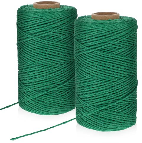 2 rotoli di filo da giardino, 100 m, di colore verde, naturale, per piante, da giardino, resistente agli strappi, corda di canapa, per fiori, fai da te, giardinaggio, regali, piante, decorazione