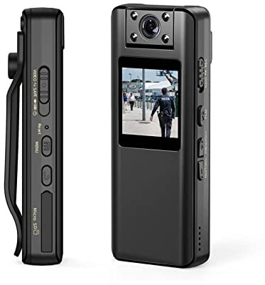 Action Camera with Image Stabilization, A22 Small Body Worn Camera HD 1080P Camcorder Recording Infrared LCD Screen DVR DV Audio Video Record Support 128GB TF Card High Frame Rate Stable performance(W