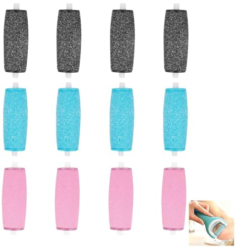 [12 Stück] Extra Grob Mineral Ersatzrollen für Scholl Velvet Smooth Hornhautentferner Nachfüll– Nachfüll-Rollen mit Diamantpartikeln, 3 Körnungen für Weiche, Harte und Trockene Füße