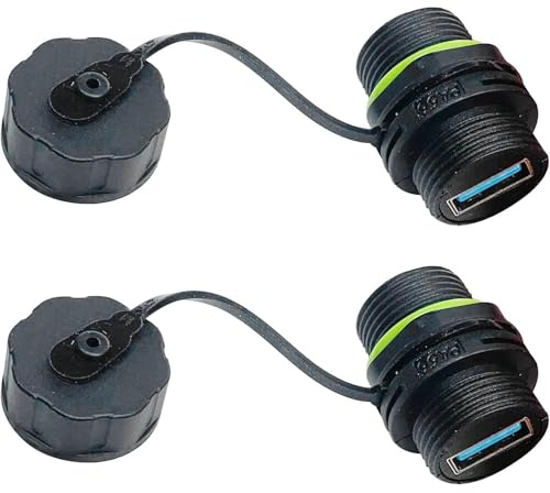 PENGLIN 2PCS M20 IP68 Waterproof USB3.0 Panel Mount Adapter | USB3.0 Type A Female to Female Outdoor Coupler with Waterproof Cover