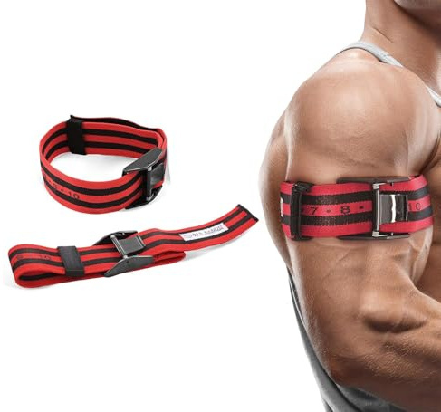 Ceciliec Lot de 2 bandes de restriction du flux sanguin pour bras, jambes, fessiers, entraînement d'occlusion, gain de muscle sans soulever de poids lourds, sangle élastique à dégagement rapide