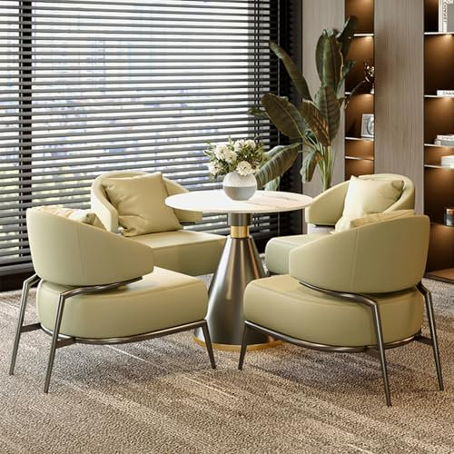 YQMHEZ Besprechungstisch, runder Empfangstisch fürs Büro, Kleiner runder Tisch, einfaches Empfangstisch- und Stuhlset, Couchtisch- und Stuhlset, for Balkon, Besprechung, Zimmer, Café(Beige)