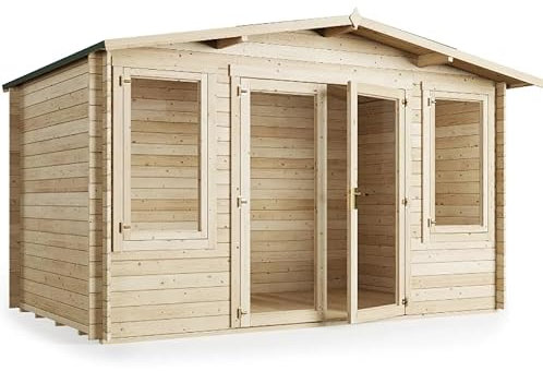 BillyOh Winchester 4x2.5 Log Cabin Summer House Shed – Wooden Garden Room with Apex Roof, Double Doors, Floor, Roof & Felt | Garden Office, Home Studio, Tiny Home & Lounge, Easily Assembled Shed House