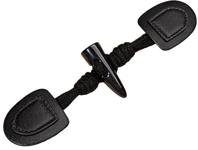 ZENZDS 5/10 Paar 20 cm Schwarze Leder-Horn-Kippknöpfe aus Kunstharz, Leder-Kippknöpfe zum Aufnähen, Knebelverschluss für Mäntel, Windjacken