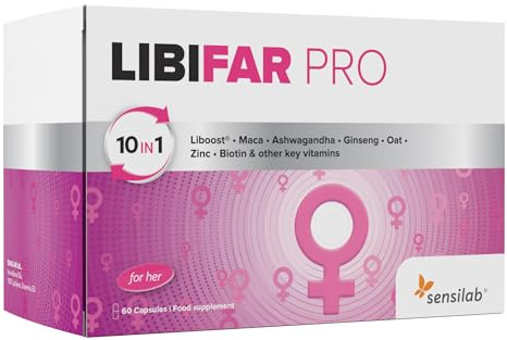 LibiFAR PRO by Sensilab, 60 Capsules with Liboost, Maca, Ashwagandha KSM 66, Ginseng, Zinc, Biotin, Vitamin D, Vitamin B6, and Vitamin B12