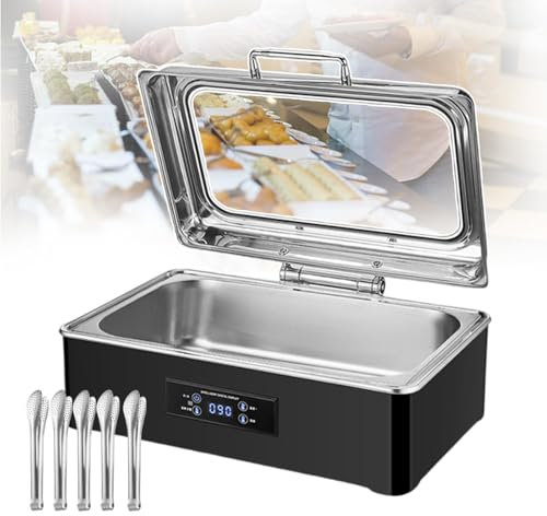 forplubossmmp Electric Buffet Chafing Dish and Buffet Warmers 500W Buffet Heater for Banquets, Warming Tray Buffet Stove 35-90°C Adjustable Temperature Catering Food Warmers - Black (13.5L),1-grid