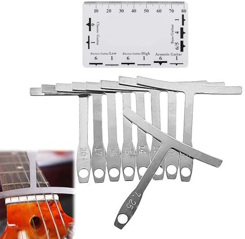 Set Strumenti Per Chitarra,Strumento Per Liutaio Di Chitarra,Calibro per Chitarra e Basso,Chitarra Dentellato Raggio,Misuratore Di Raggio Fai Da Te Spessimetro,Chitarra Radius Gauge
