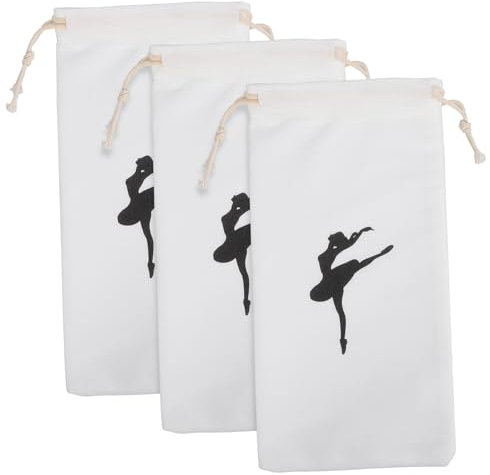 POPETPOP 3 Stück Tanzschuhtaschen Aus Robustem Baumwollstoff Verschleißfest Mit Kordelzug Geräumige Ballett Tasche Für Mädchen Aufbewahrung Von Tanzschuhen Und Zubehör