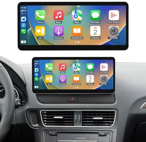 Road Top 12,3 Zoll Autoradio CarPlay für Audi Q5 mit 3GMMI (2009-2017) | Linux HD Touchscreen mit Ultraschmaler, Wireless CarPlay, Android Auto, MirrorLink, Carplay Bildschirm Upgrade