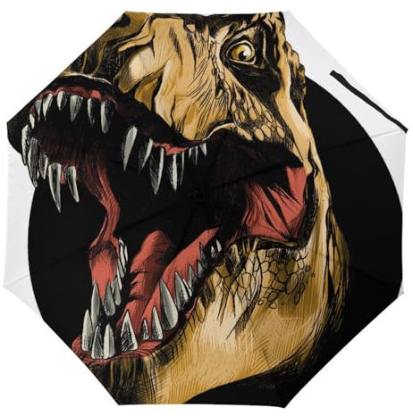 YBQLNP Regenschirm Sturmfest Dinosaurier Automatik Taschenschirm Mit Schirmtasche Uv Faltbarer Regenschirm