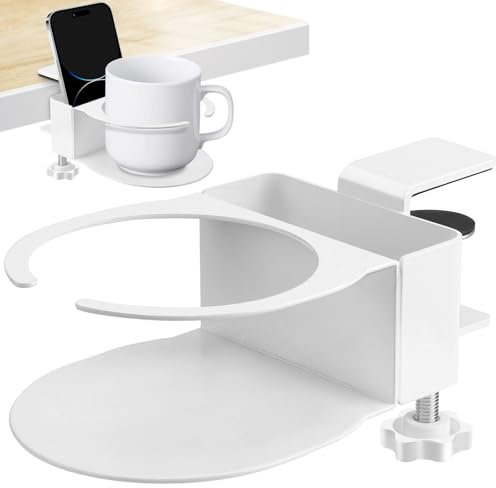 3-en-1 Organizador Escritorio Accesorios de Oficina | Portavasos Universal para Coche, Bicicleta, Carrito de Bebé y Silla de Playa | Soporte Ajustable para Botellas, Tazas de Café y Biberones