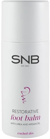 SNB Balsamo professionale per piedi con olio di argan, burro di cacao, olio di olivello spinoso e burro di karitè, 100 ml, cura idratante con urea, per piedi asciutti e ruvidi, ideale per l'uso
