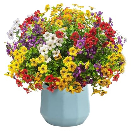 LCUHAVA 24 Bündel Künstliche Balkonpflanzen Kunstblumen Outdoor Wetterfest Kunstblumen für Draußen uv Protection Mix 4 Colours Stiefmütterchen Künstlich, for Hanging Garden Windows Home Party Outdoor