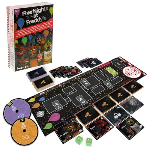 Funko Games - Five Nights at Freddy's - överlevnad till 06:00 – Spel, läskigt strategiskt brädspel för vuxna och barn från 8 år, sällskapsspel med Freddy Fazbear, 1 till 2 spelare