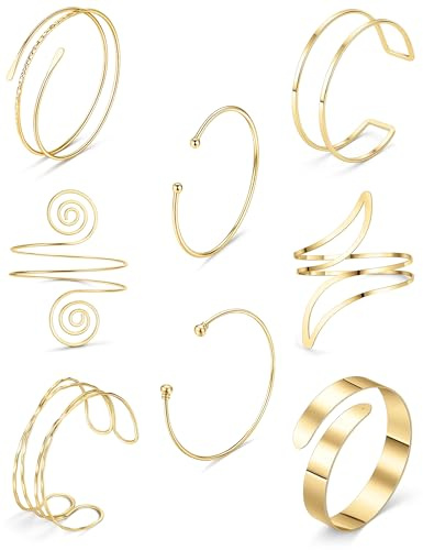 FINZOR Arm Cuff Bracelet for Women Arm Layered Cuff Bangles Adjustable Coil Swirl Armlet ArmBand Stackable