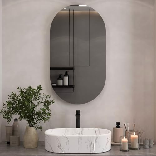 Planetmöbel Spiegel oval 50 x 90 cm | dekorative Wandspiegel groß, für Badezimmer, Flur oder Garderobe, Spiegel ohne Rahmen