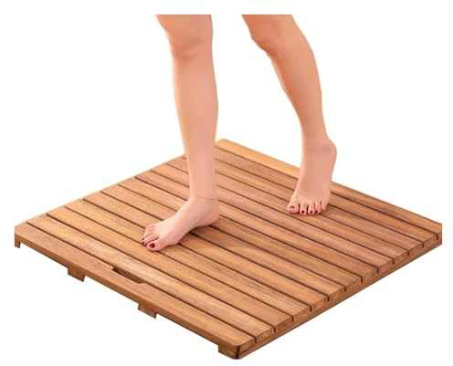 TAIPINGOZ Caillebotis de Douche Bois, Tapis de Spa de Luxe, Tapis de Douche en Bois antidérapant for Salle de Bain, Spa, Baignoire, extérieur(40x50cm(15 3/4x19 3/4))