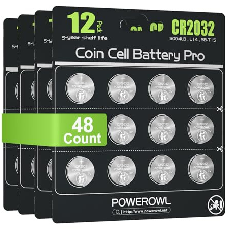 CR2032, POWEROWL CR2032 knappcell 3 V litiumbatterier 48 stycken, DL2032/KCR2032/BR2032/ECR2032 enhetbatterier