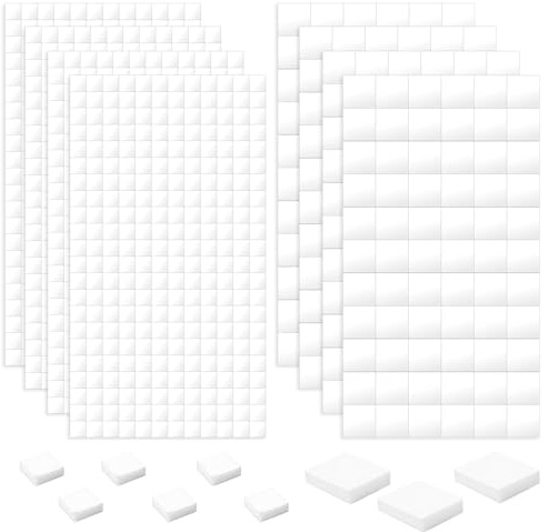 Gripiti Sticky Foam Pads Double Sided 1320 Pcs 8 Sheets, Self Adhesive Sticky Foam Pads 3D Square Glue Dots Card Making Supplies for Crafts DIY Art Photos Scrapbook Party Decoration