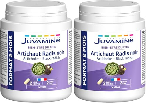 JUVAMINE - Alcachofa Rábano Negro - 120 Cápsulas - Formato Maxi - 2 Meses - Mejorar la Digestión - Bienestar del hígado - Detoxificación hepática - Combatir la Pesadez Estomacal (Paquete de 2)