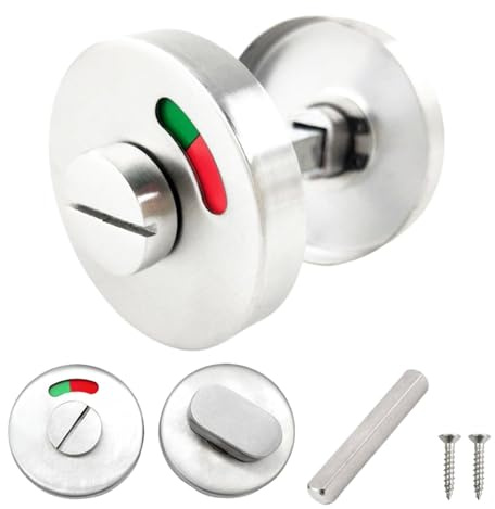 WC-Rosette aus Edelstahl mit Drehknopf und Belegtanzeige, Rundes WC-Türschloss mit Drehriegel, Robuster Türbeschlag für Bad- und Toilettentüren