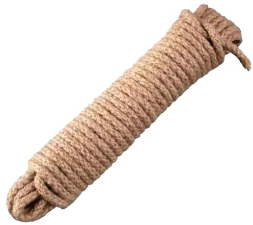 Natural Jute Sash Cord Heavy Duty 3-Strand Braided Rope for Window Repairs, Garden Twine, Cat Scratching Post Rope & Rustic Craft String 6mm x 10M.