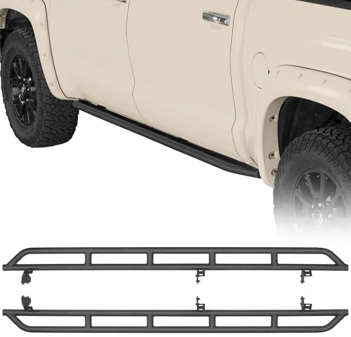 Hooke Road Tundra Rock Sliders Rocker Guard for 2007-2021 Toyota Tundra CrewMax (4 Full-Size Doors), Offroad Tubular Running Board Side Rails Underbody Protection